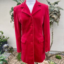 Vintage Charles Gray London Red Velvet Blazer Size Small
