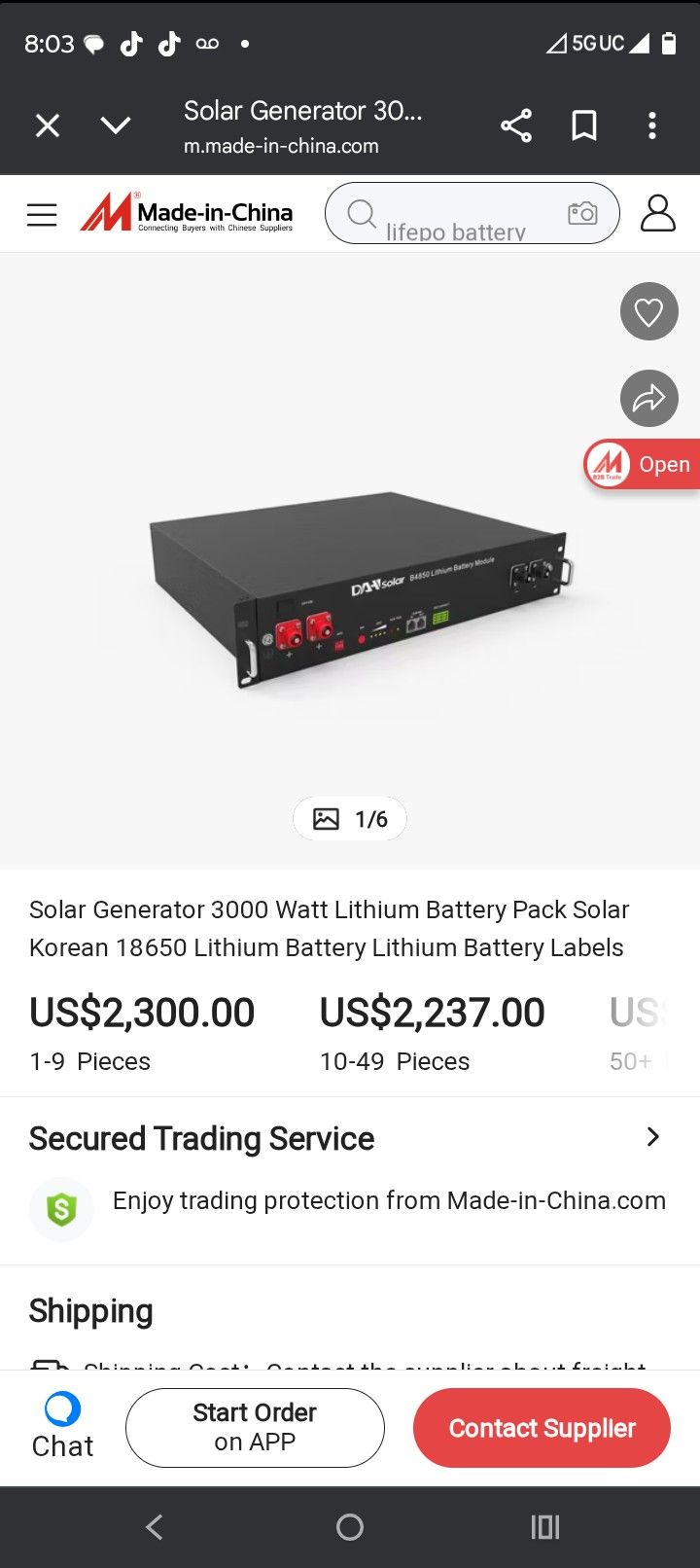 3000 Watt Lithium Solar Battery