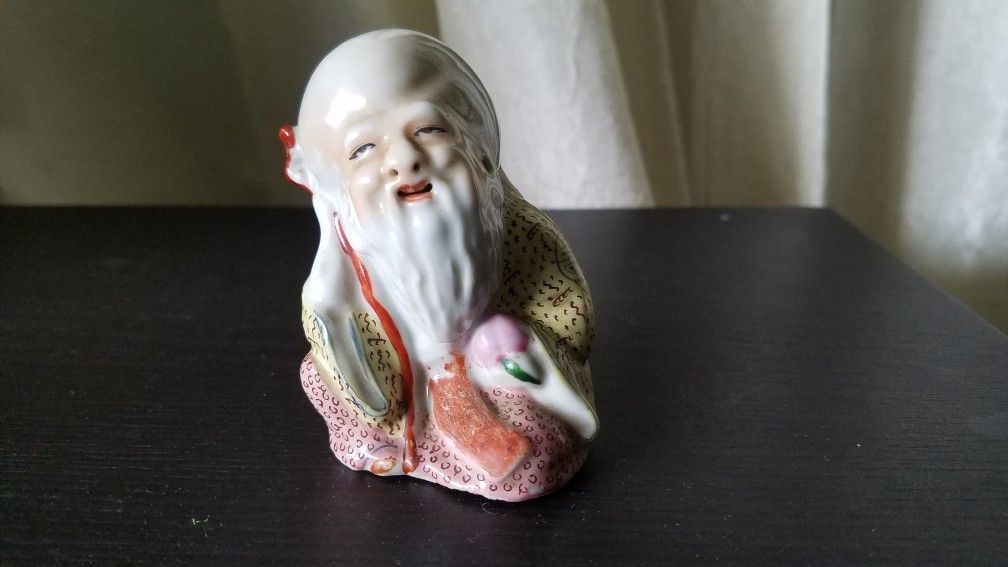 Small Antique Porcelain Statue of Longvity Diety