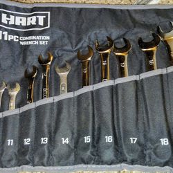 HART 12-Piece MM Combination Wrench Set with Tool Pouch,