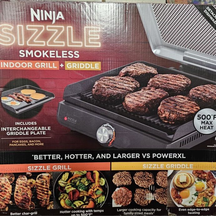 Ninja GR101 Sizzle Smokeless Indoor Grill & Griddle for Sale in