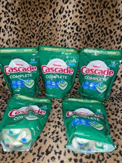 5🔥bags of 18 cascade complete dishwasher detergent all 5 for $20 firm on price