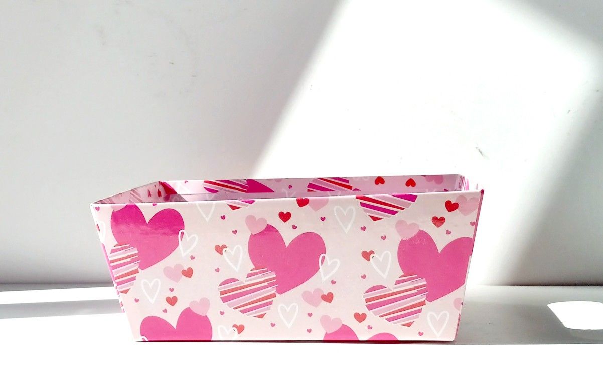 New Pink Hearts Storage Basket / Bin/ Decorative Organizer Box