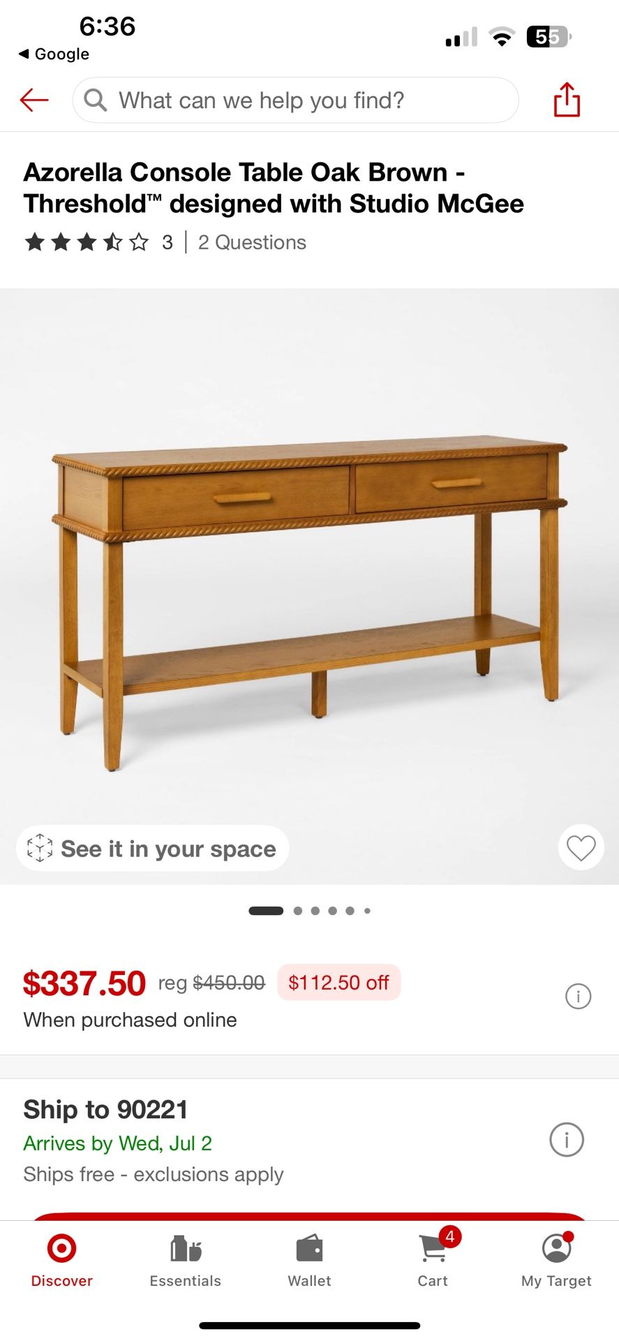 Azorella Console Table Oak Brown - Threshold™ designed with Studio McGee