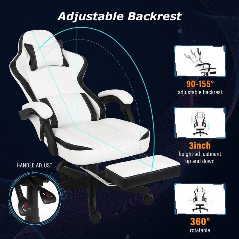 Designed Seats are Adjustable Racing Game Chair with Footrest