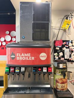 Soda machine and pot and pan and steel racks