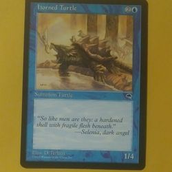 1997 MTG Horned Turtle Summon DiTerlizzi Magic The Gathering Card Game Wizards Of The Coast Collectible Vintage