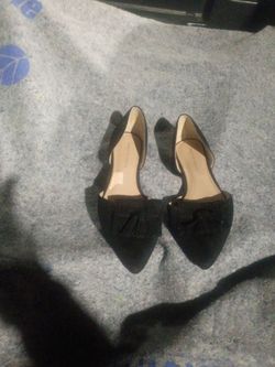 Black Suede Pointed-Toe Flats with Tassel