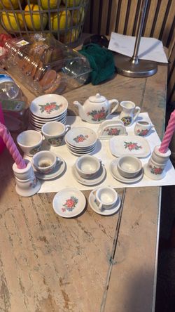 Miniature Porcelain Tea Set with Floral Design