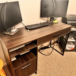 Brown Desk With Drawers 