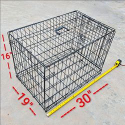 Dog Kennel Medium Size Animal Crate 30x19x16 - Wire Foldable Crate - latching door w/handle• pet supplies, animal crates home, cat housing