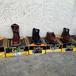 Leather Work Boots Double Sole Size 5 & 5.5