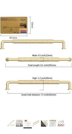 Brushed Gold Hammered Cabinet Pull Handle 7.5 inch Hole Center