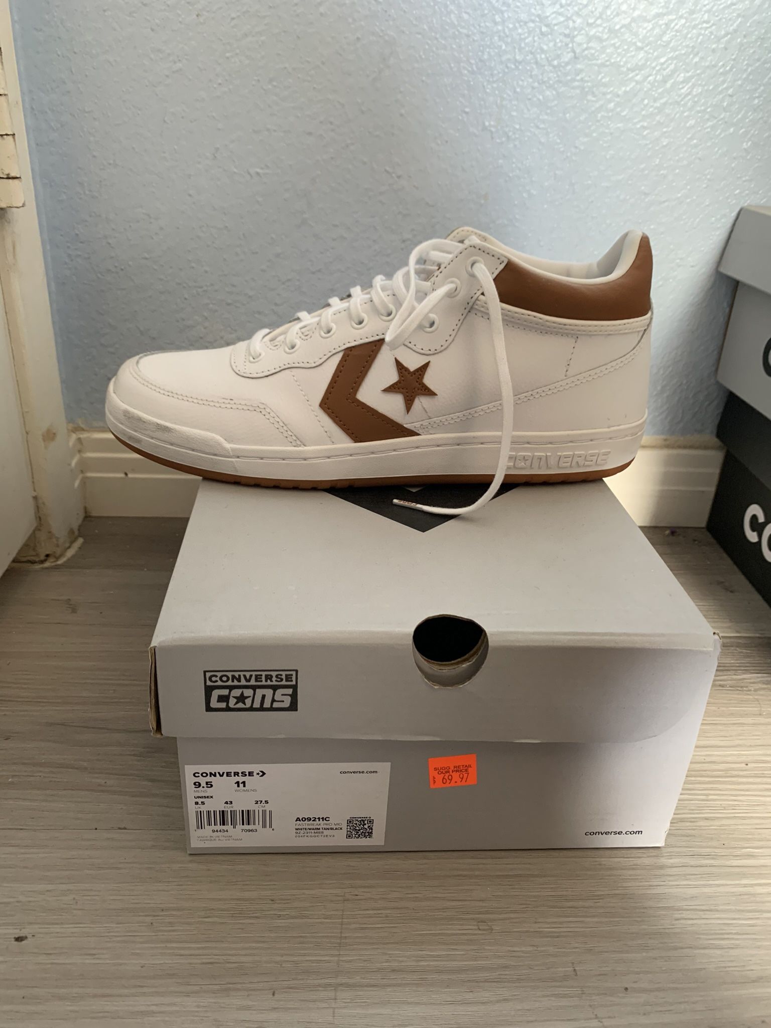 White and Brown Cons Converse