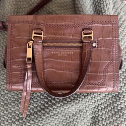 Marc Jacobs Croc Embossed Mini Cruiser Satchel Bag Dark Brown