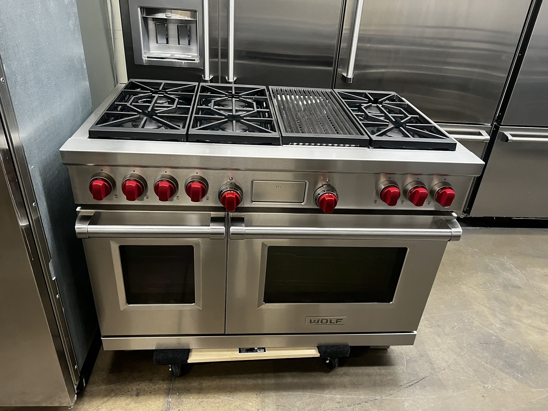 Wolf 48”Wide Dual Fuel Range Stove Stainless Steel With Grill