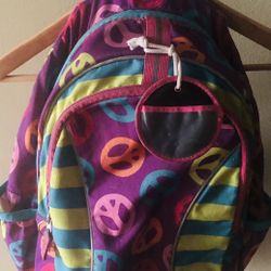 Girls’ Backpack Peace Motif Great Used Shape. Garnet Hill Se