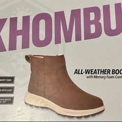 Khombu, all weather boot, brown, women size 8. 