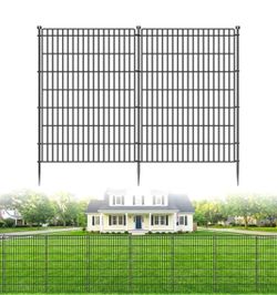 New 8 Panels No Dig Garden Fence Animal Barrier, 48in(H) × 21ft(L) Decorative Metal Outdoor Dog Fence, Rustproof Pet Fencing for Yard, Patio, Flower B