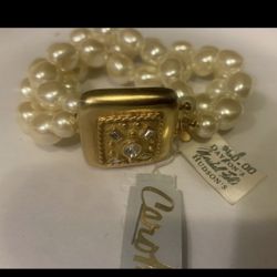 Vintage Carolee Double Strand Pearls Bracelet