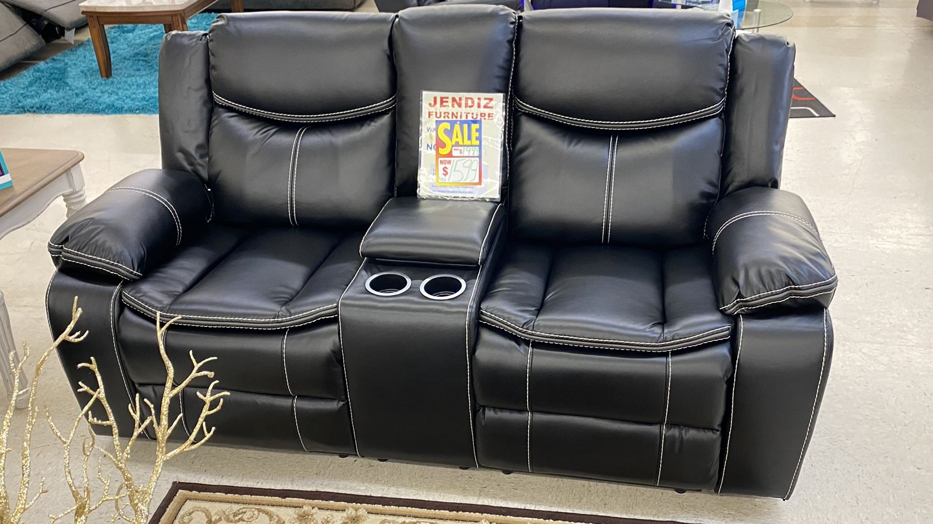 Brand New Black Leather Manual Reclining Sofa Set . $39 Down Payment Foe No Credit Check Financing . We Do Same Day Delivery