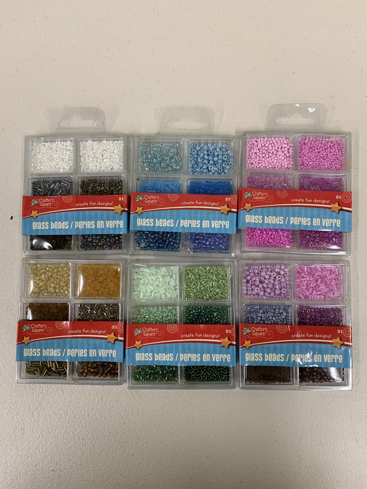 Crafter's Square Glass Beads - 32g (Lot of 6)