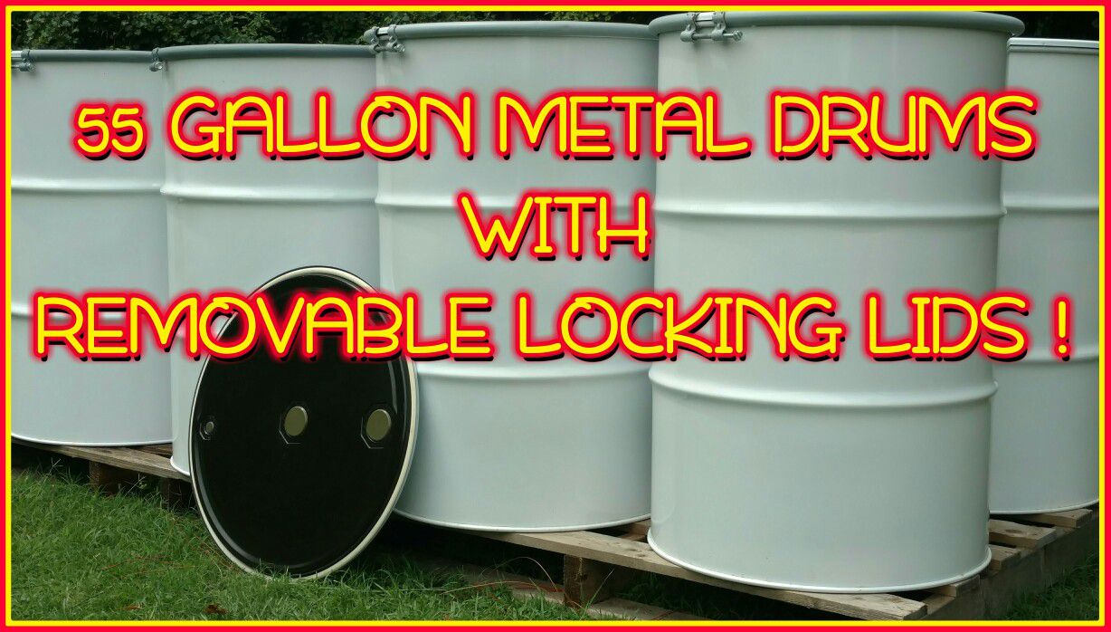 💥💥55 GALLON STEEL DRUMS💥w/REMOVABLE LIDS & STEEL RING/BOLT CLOSURE💥💥