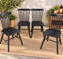 🖤 Set of 4 Black Windsor Dining Chairs – Modern Farmhouse