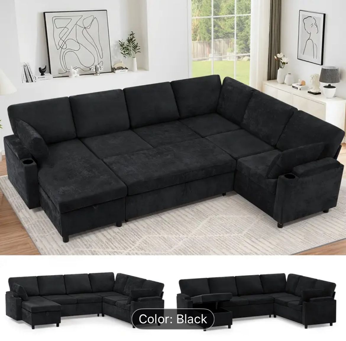 NEW Sectional Sofa with Storage & Pull Out Bed