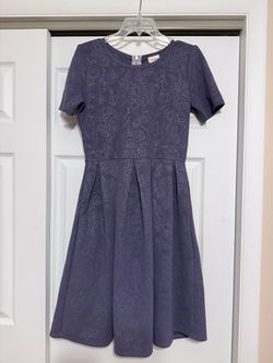 LuLaRoe Women's Lavender Textured Floral Fit & Flare Dress - Size Medium