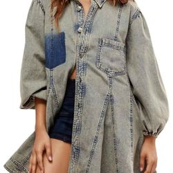Brand New Denim Babydoll Mini Dress – Size Medium