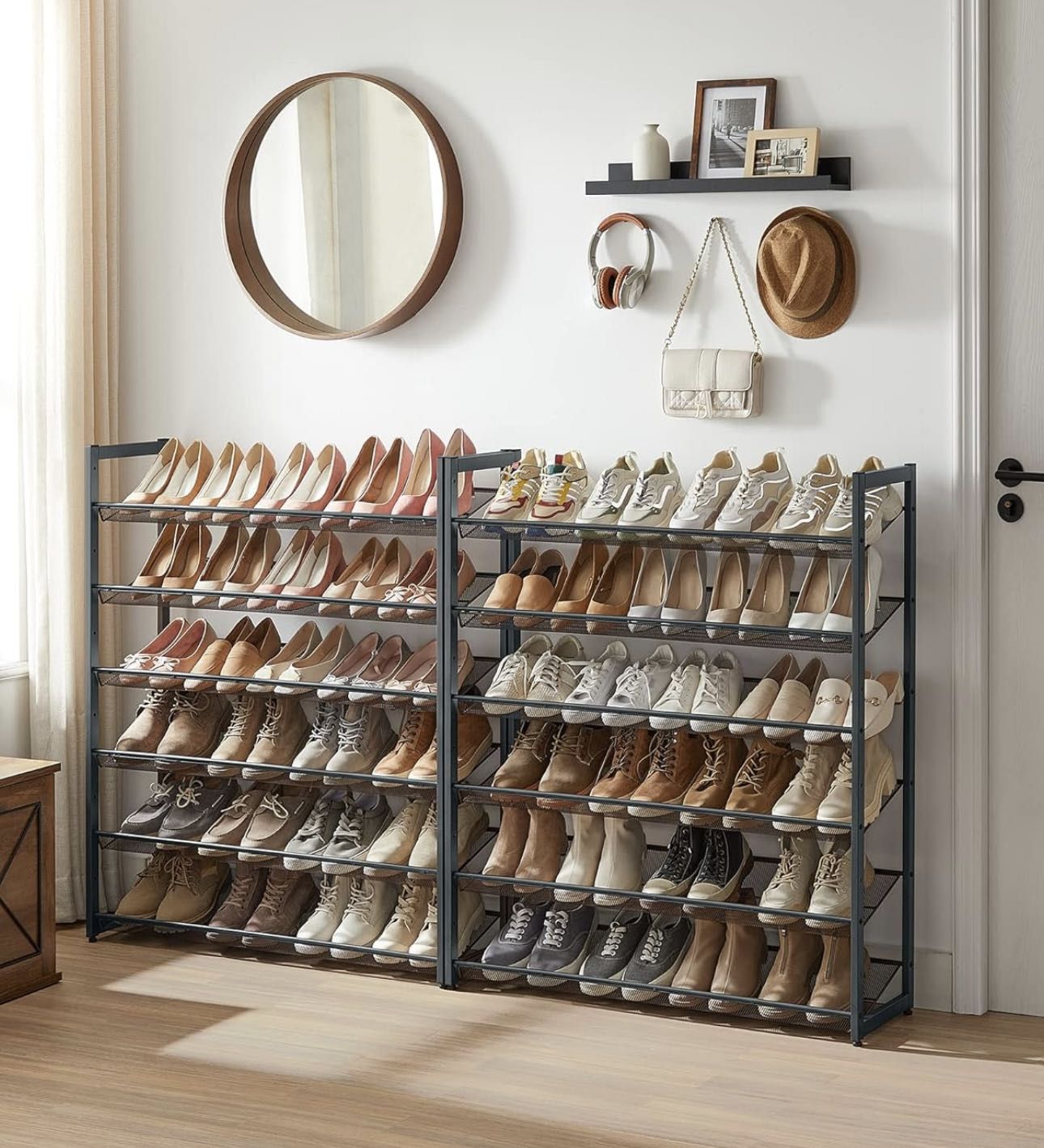 Shoe Rack, 12-Tier Tall Metal Shoe Storage Organizer 