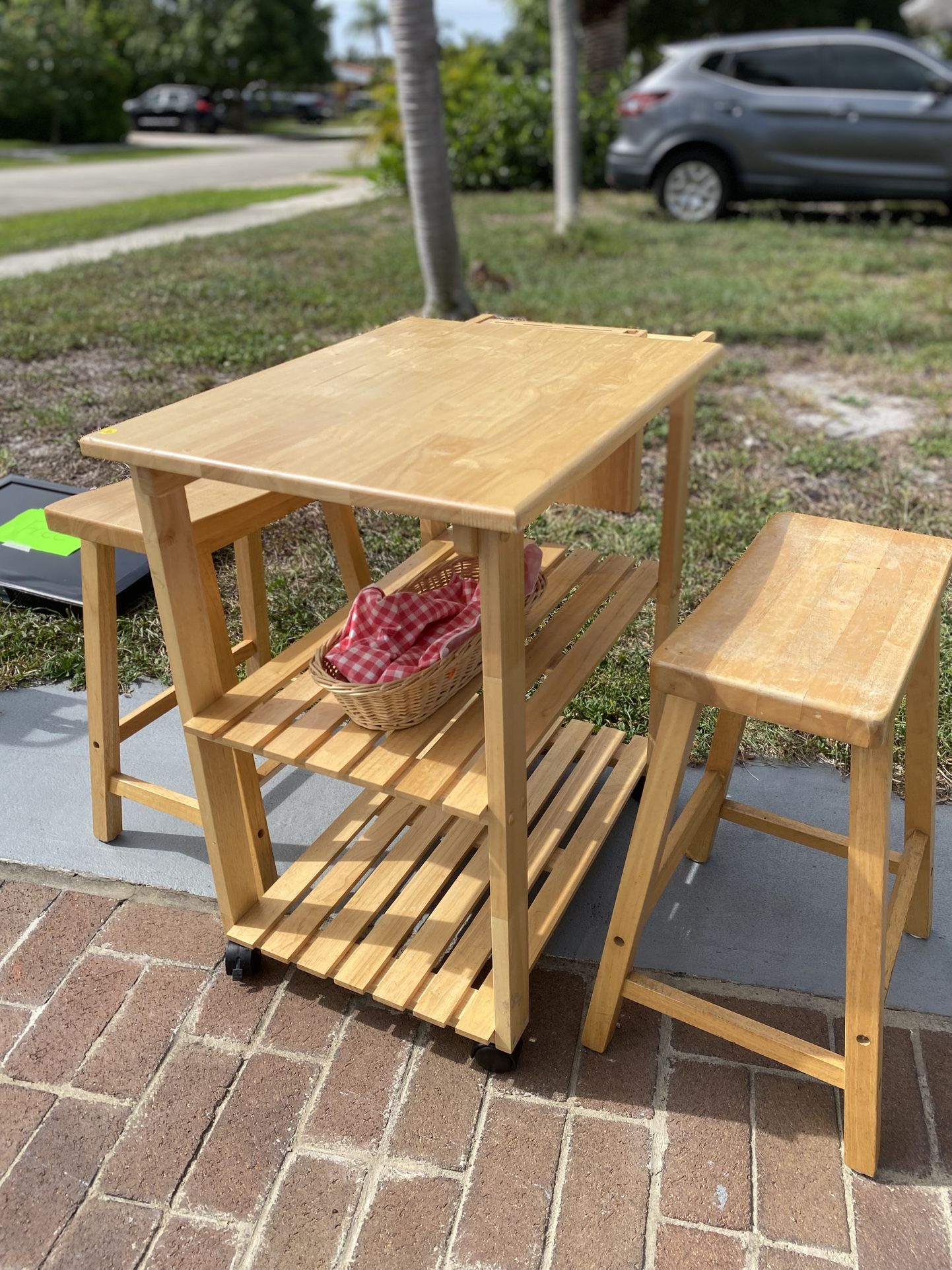 Bar Cart With Stools - Must Go Today!!!!!