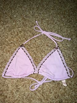 Victorias secret Women's Light Purple with brown trim Scalloped Triangle Bikini Top size S