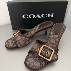 Coach Margot Sandal in “Signature Jacquard”