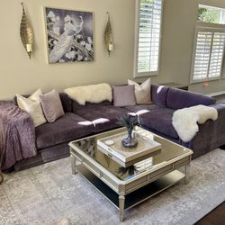 Luxurious Z Gallerie Luka 3 Piece Sectional Sofa With 4 Throw Pillows And 1 Throw Blanket 