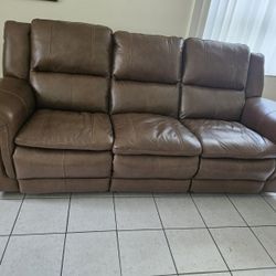  Sofa- Brown Leather Reclining 