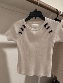 ZARA Ribbed Bow Knit Top - Size S