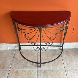 Entry Table Decoration Red Table With Metal Stand