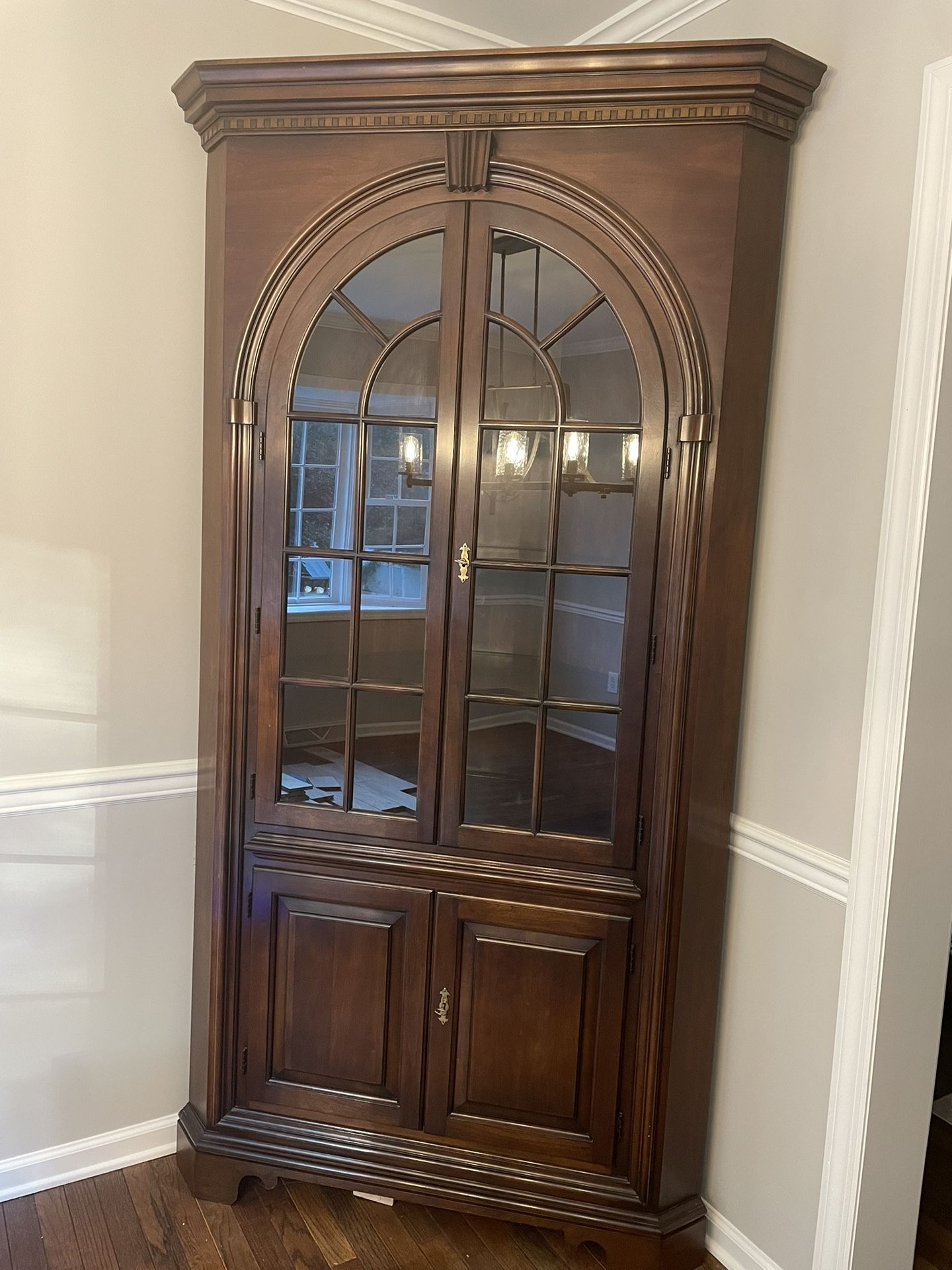 Brown Corner Cabinet with Light 