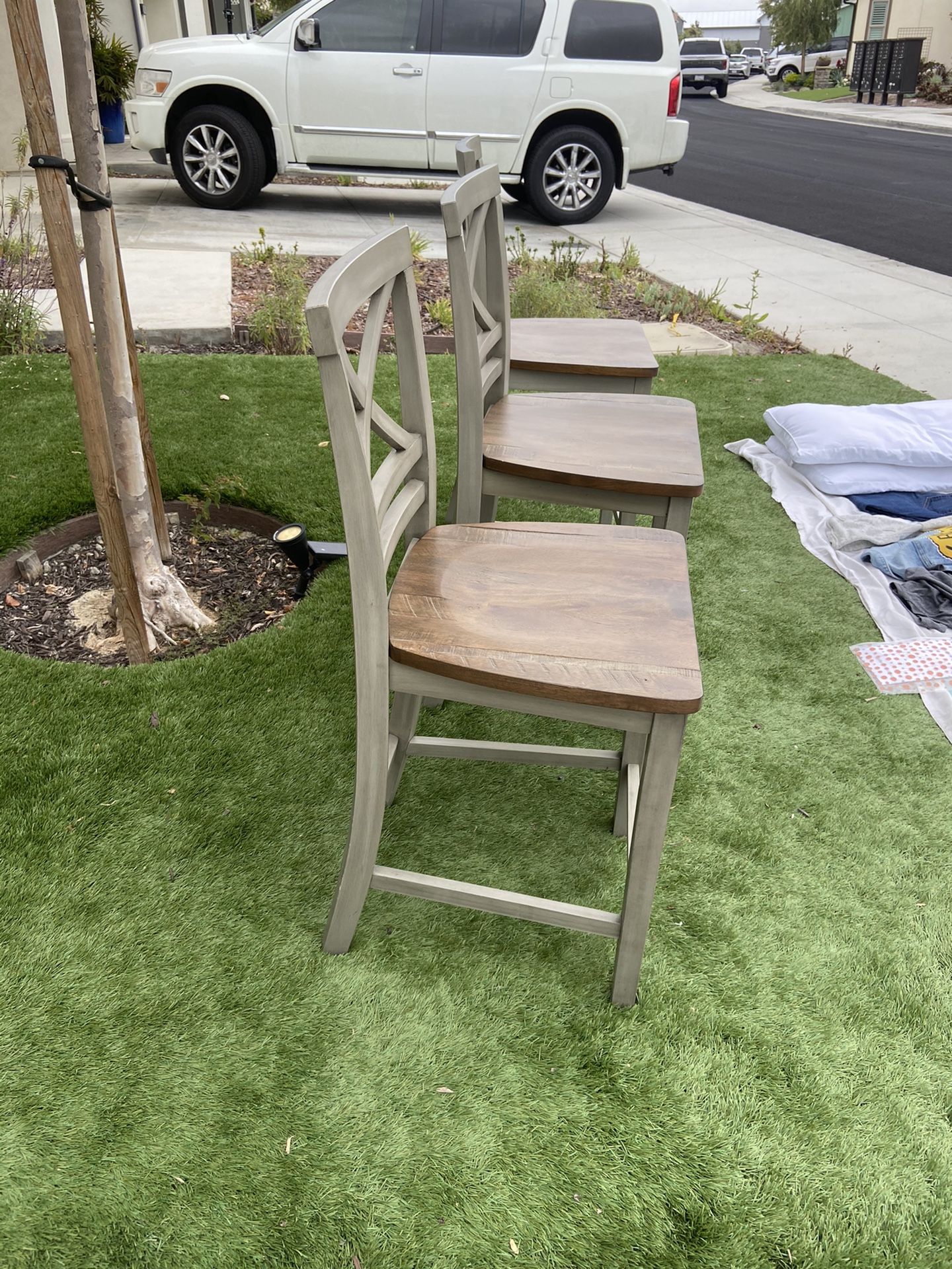 Farmhouse Grey And Wood Barstools