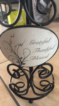 Grateful Thankful Blessed Metal Paper Towel Holder