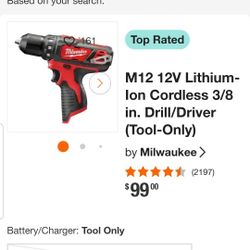 MILWAUKEE M12 3/8 DRILL/DRIVER  (TOOL ONLY)