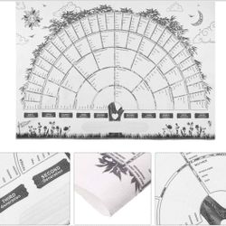 Family Tree 6 Generation Ancestry Fill-in Chart on White Canvas Cloth NEW!!