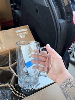 Clear Glass Beer Mugs Set
