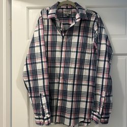 Express multicolored plaid shirt, size L