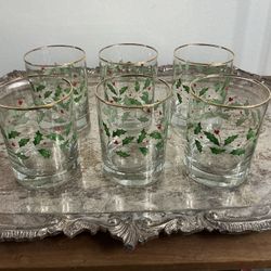 6 Lenox Holiday Double Old Fashioned/ Rocks Glasses 