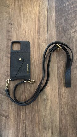 Bandolier Black Leather Phone Case with Strap