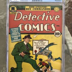 Detective Comics #72 (1943) CGC 5.5 — White Pages; Jack Kirby & Bob Kane