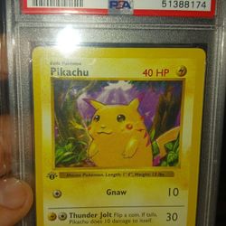 1999 Pokemon Game Pikachu 1st Edition Red Cheeks PSA 7